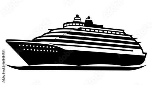 cruise Ship black silhouette vector,Ship icon cextor illustration