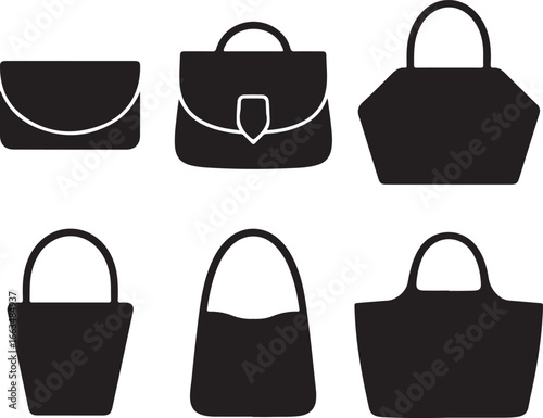 Various black handbags and purses clutch tote bag