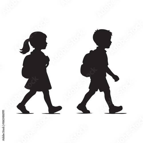 boy and girl going to school
