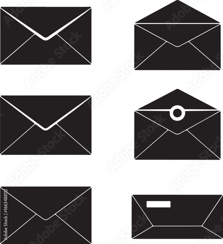 Black envelopes with white outlines mail stationery