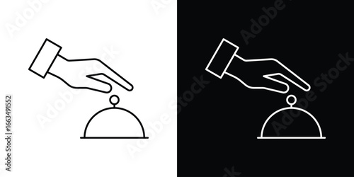 Hand touching service bell icon