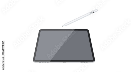 Modern Tablet with Stylus Pen Illustration