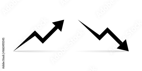 Upward and downward arrow icon. Growth and decline chart symbol. Rising and falling trend concept
