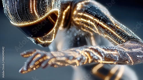 Glowing Cyborg Figure in Dark Setting