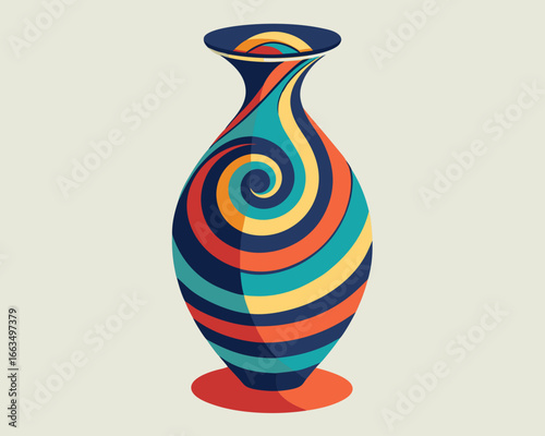 Colorful swirl patterned vase design
