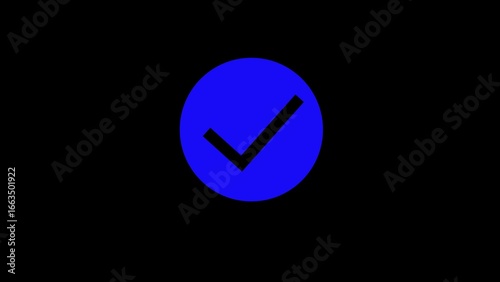 Free Download Bright blue check mark icon symbol inside oval shape on black background for approval and success - GFXLoad