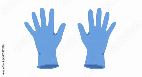 Illustration of blue disposable medical gloves for protection and hygiene procedures