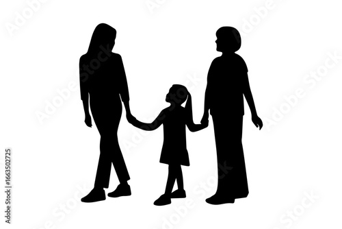 Silhouette of Family Walking Together