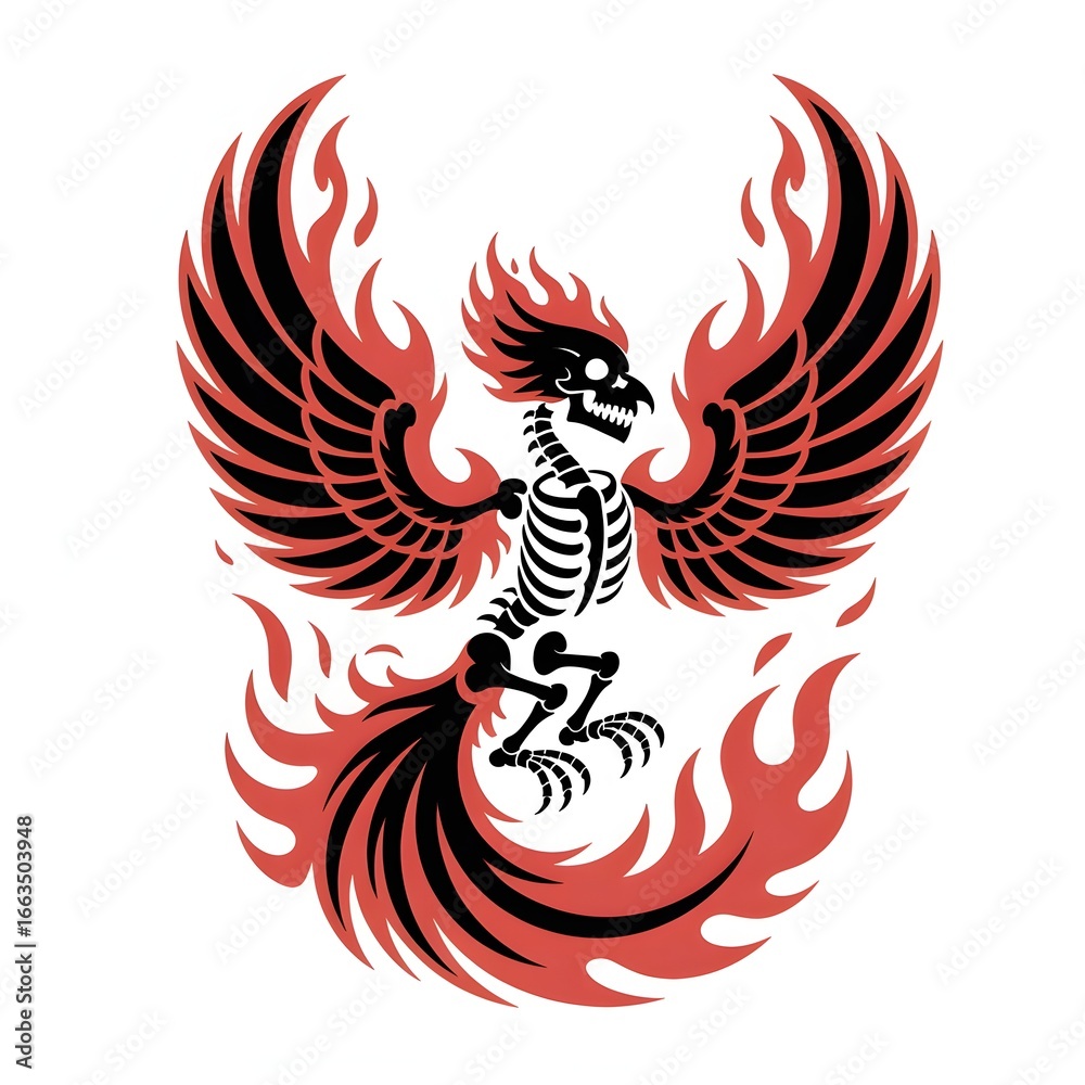 Naklejka premium Mythical Fire Phoenix Illustration