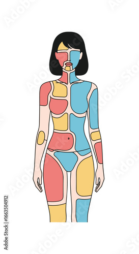 Understanding skin sensitivity zones of the human body illustrated on a female form