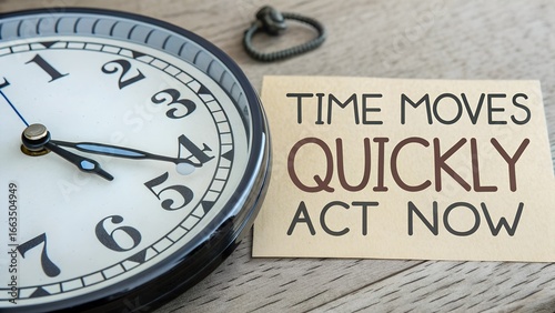 Wallpaper Mural Time Management Inspiration with Clock and Motivational Message Torontodigital.ca