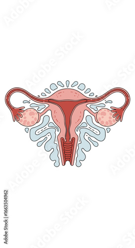 Detailed illustration of the female reproductive system featuring ovaries fallopian tubes uterus and cervix anatomy
