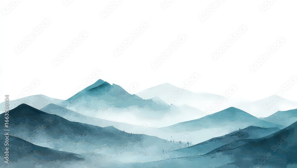 custom made wallpaper toronto digitalMisty Watercolor Mountain Landscape