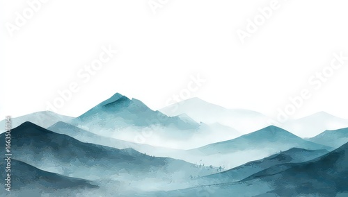 Wallpaper Mural Misty Watercolor Mountain Landscape Torontodigital.ca