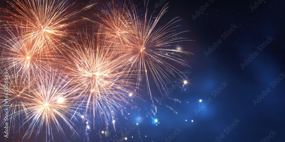 Fototapeta premium The vibrant fireworks display lighting up the night sky in celebration.