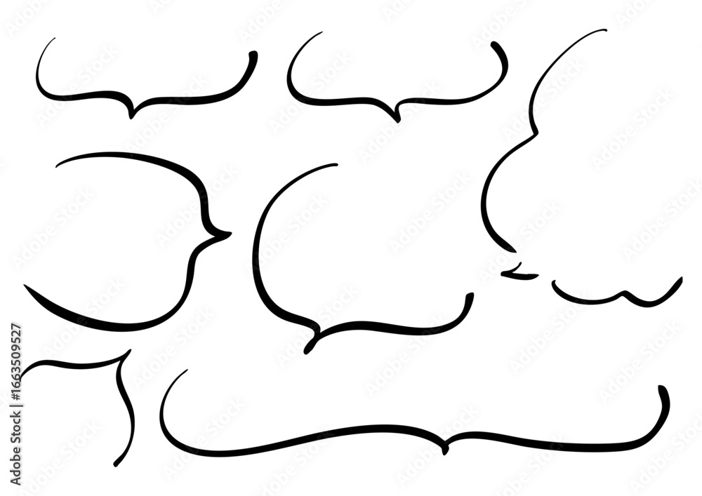 Fototapeta premium ペンの手描き吹き出しセット 黒