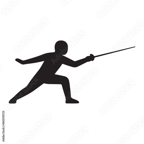 Fencer Silhouette in Lunge Attack

