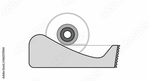 Gray Desk Tape Dispenser with Roll of Adhesive Tape