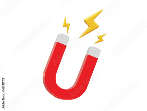 Magnet icon 3d  rendering illustration 