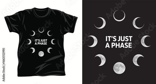 Moon phases graphic vector t shirt design print.
