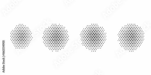 Four oval halftone patterns with gradient shading abstract