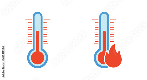 Thermometer icons showing temperature range from low to high heat