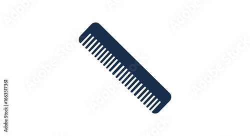 A dark blue wide tooth comb on a plain white background