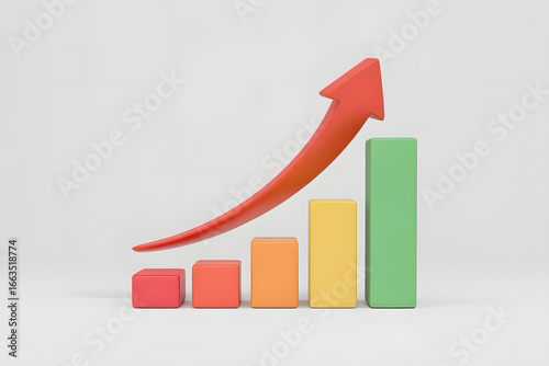 Free Download 3D illustration of rising bar chart symbolizing growth and success - GFXLoad
