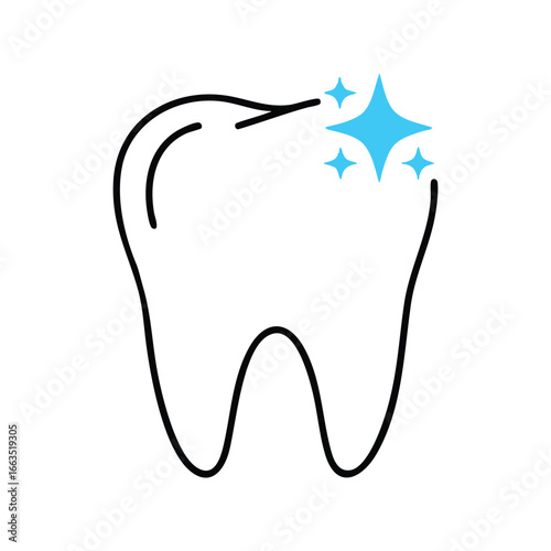Sparkling clean tooth vector icon. A symbol of dental health, oral hygiene, and teeth whitening treatment, isolated design element
