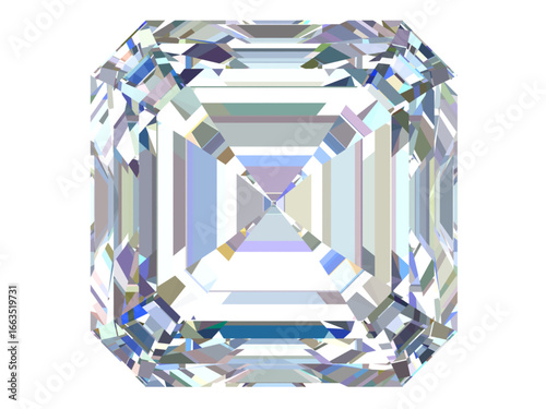 Sparkle emerald square-cut diamond, a popular and elegant diamond shape characterized by its rectangular facets and step-cut design.