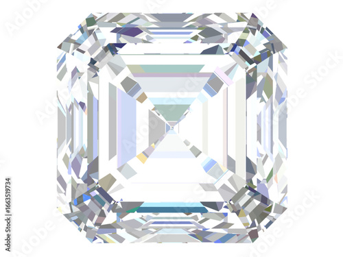 Light emerald square-cut diamond, a popular and elegant diamond shape characterized by its rectangular facets and step-cut design.