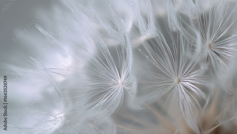 Obraz premium Close-up of delicate, light gray dandelion seeds
