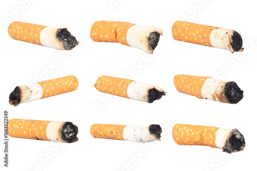 Slika na platnu Cigarette Butt on White Background trash