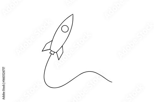 Minimalist Rocket Icon – One Line Continuous Drawing