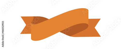 flat vector ribbon banner with overlapping twisted layers no text no outline only solid color isolated on white