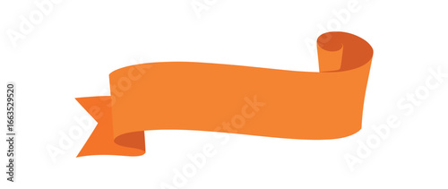 flat vector ribbon banner with dynamic swirl fold on one side no text no outline only solid color isolated on white