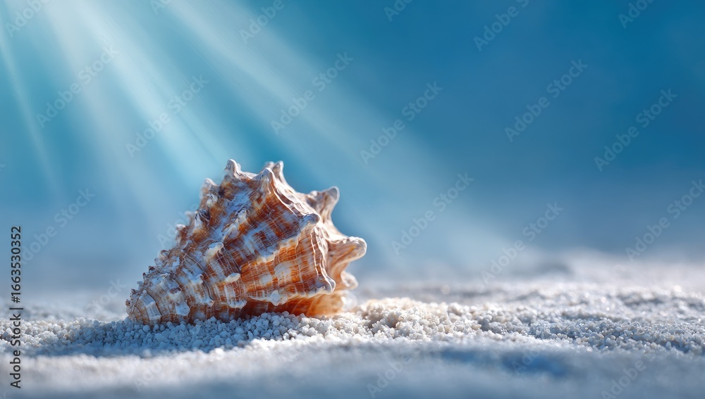 Obraz premium Seashell on sunlit sand. Coastal serenity