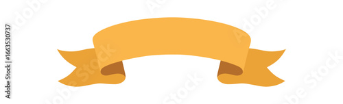 flat vector curved ribbon banner with wavy folds no text no outline only solid color isolated on white