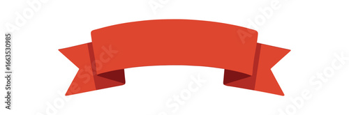 flat vector ribbon banner with layered folds no text no outline only solid color isolated on white
