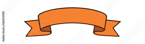 flat vector ribbon banner with double curves and folds no text no outline only solid color isolated on white