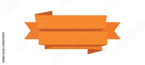 flat vector ribbon banner with multi layer stacked folds no text no outline only solid color isolated on white