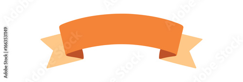 flat vector retro ribbon banner with simple folds warm orange and beige tones no text no outline only solid color isolated on white