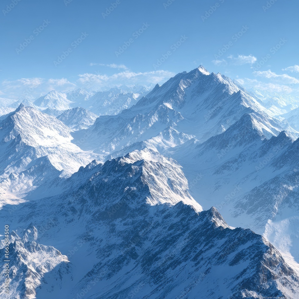 Obraz premium Snowy mountain range panorama