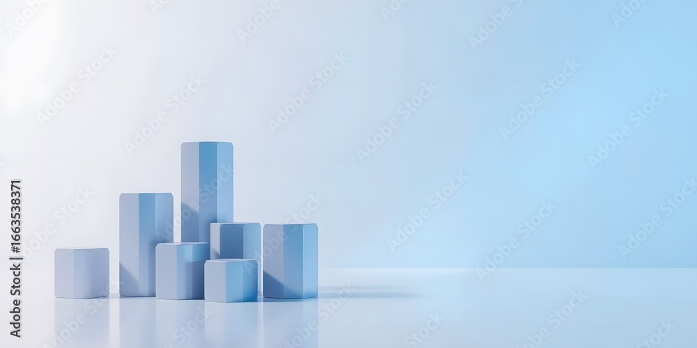 Fototapeta premium Economy, finance and investment background. Stacks of Cubes placed in a way to represent financial growth or success, financial graph growth of inflation and interest rate hike
