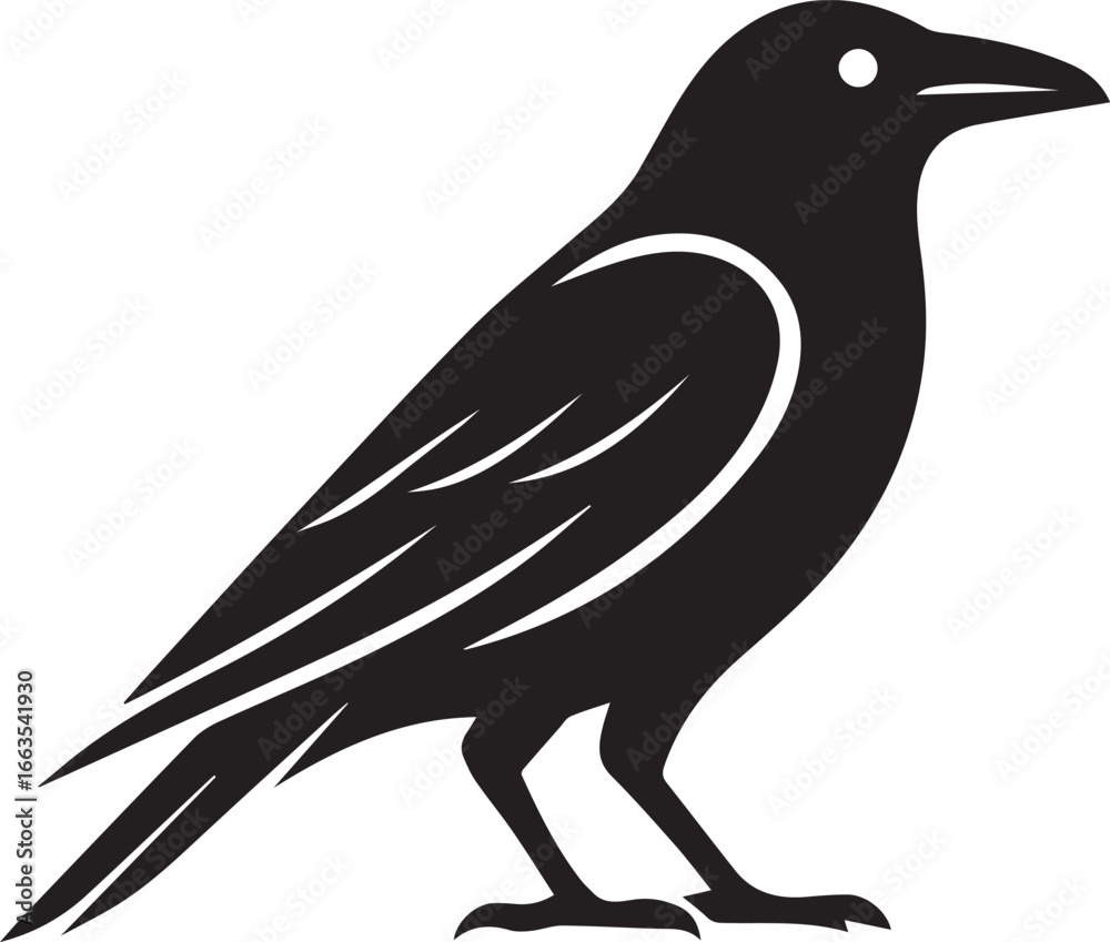 Fototapeta premium Black Crow Silhouette Vector Graphic Illustration