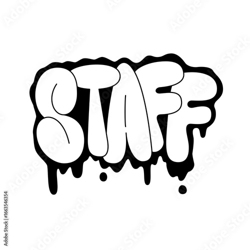 Bold graffiti style 'STAFF' lettering with dripping effect, perfect for urban branding and edgy designs.