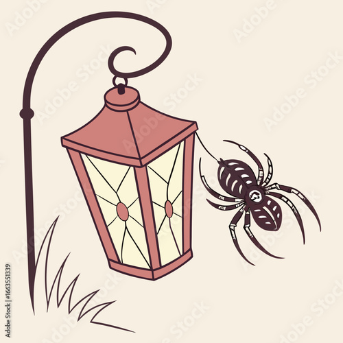 vector illustration of a lantern in a cage