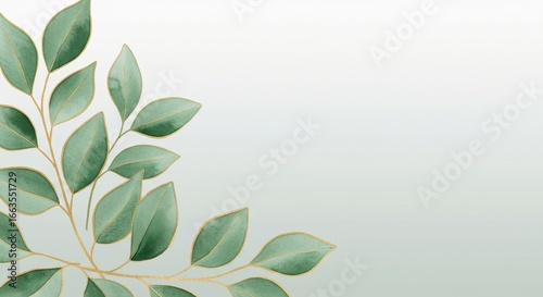 Serene Botanical Corner - Soft Watercolor Eucalyptus Leaves on a Pale Gradient.