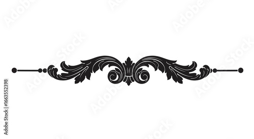 Ornate floral border design with elegant black silhouette
