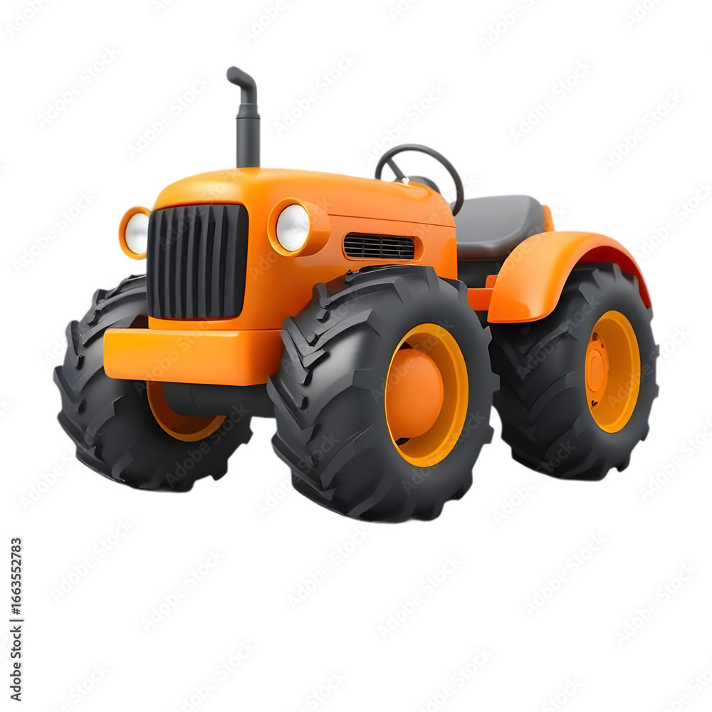 Obraz premium 3d minimal orange tractor icon in white transparent png background cutout 